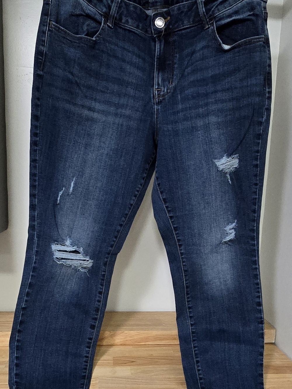 Maurices Dark Blue Distressed Skinny Jeans Size 16W